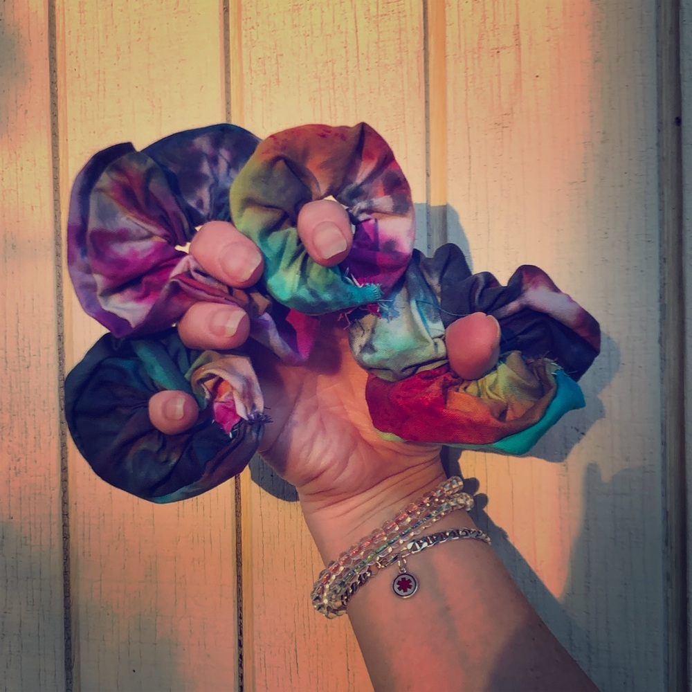 Handmade tie dye scrunchies!